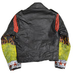 70's CANAL JEAN CO. Two-tone double rider jacket, hand-painted...