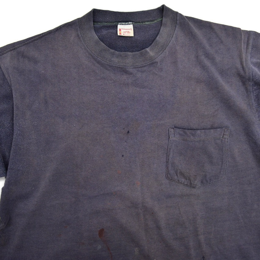 60's TOWNCRAFT Penneys Pocket T-shirt, Eggplant Navy Blue... L