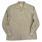 50's SUN FASHIONS sportswear シアサッカー ギンガムチェックシャツ 茶... M