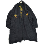 ~70's China Gown embroidery silk black...