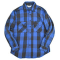 70's FIVE BROTHER Block Check Blue x Black Flannel Shirt ... M