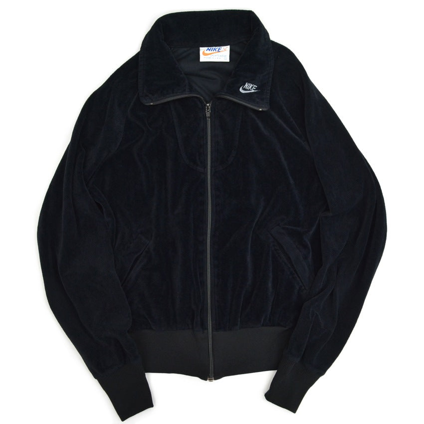 70's NIKE ALL BLACK VELOR TRACK JACKET... L