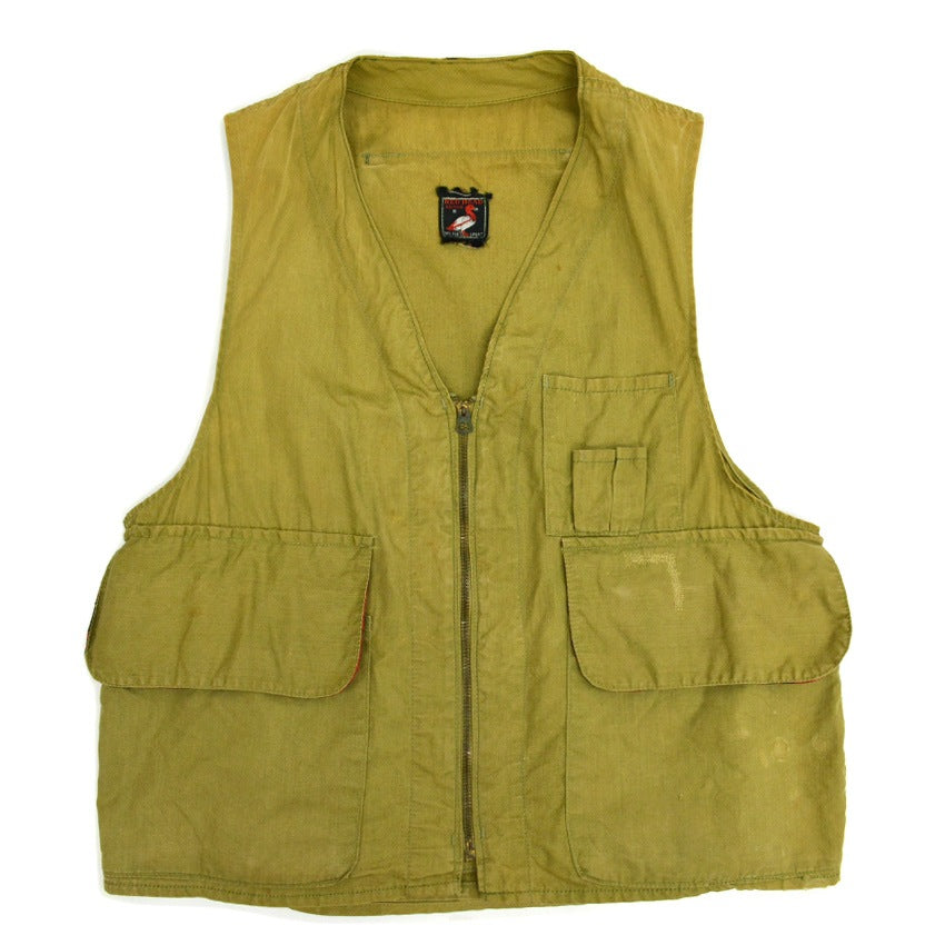 ~50's RED HEAD Hunting Zip-Up Vest Olive Green...