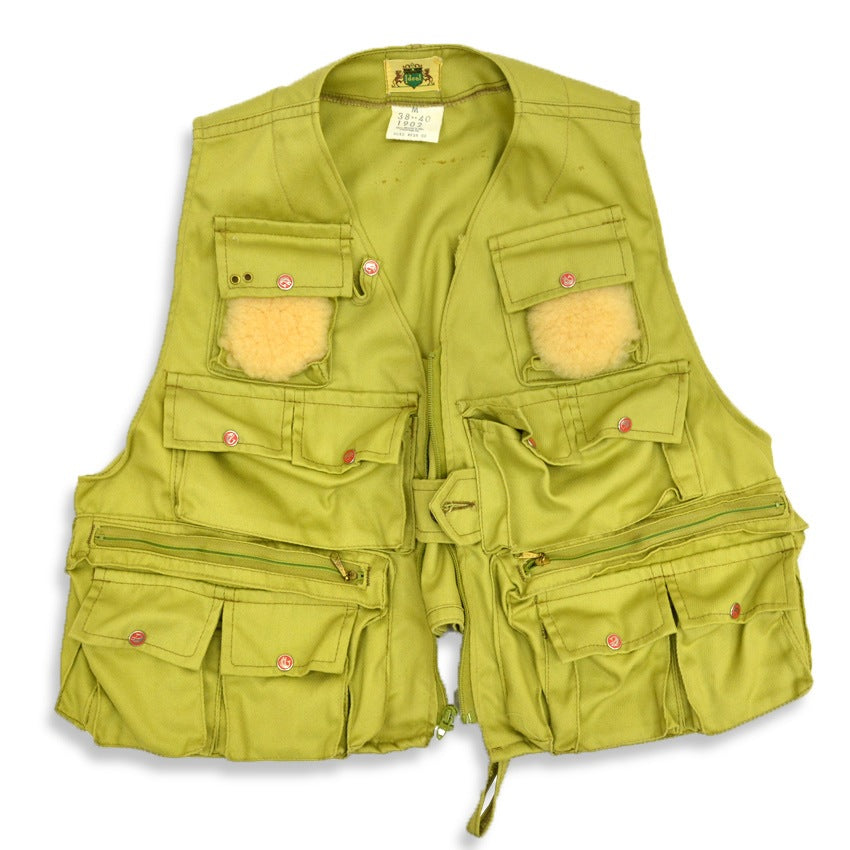 ~70's ideal fishing vest, lime green... M