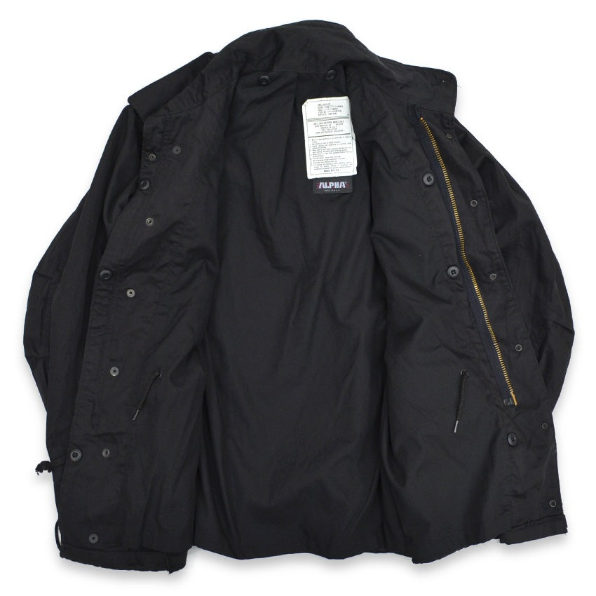 90's Deadstock ALPHA M-65 Black ALL COTTON ... SR