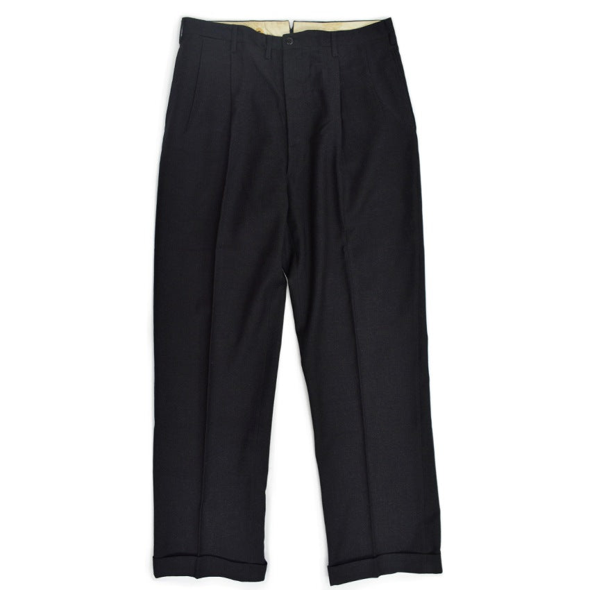 40's~ Black wool work trousers...W32×L32