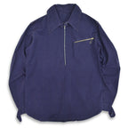 40's~ Cotton Half Zip Pull Over Shirts with Chinstrap...
