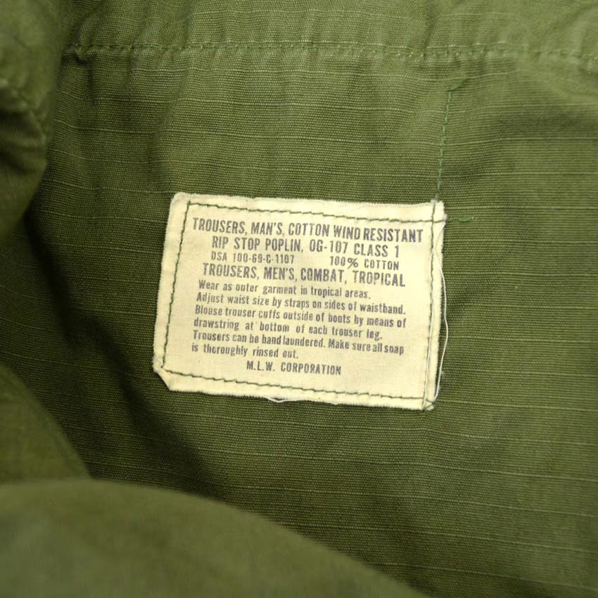 60's US ARMY Jungle Fatigue Pants, 1969 Modified... SMALL