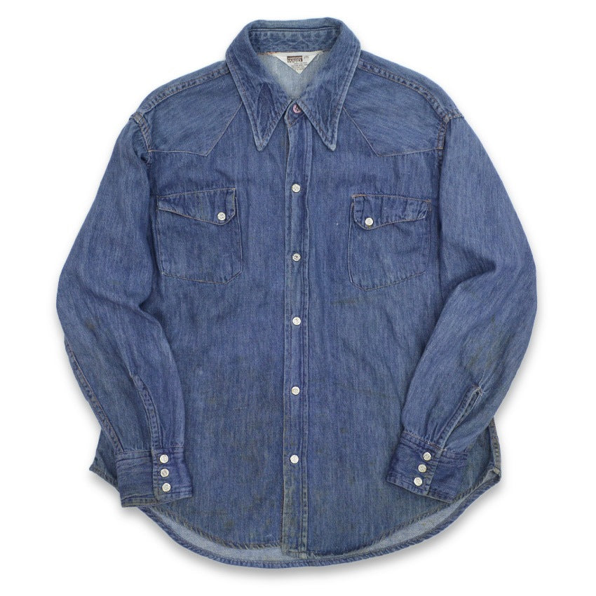 ~70's MONTGOMERY WARD VAT DYED DENIM SHIRTS...L