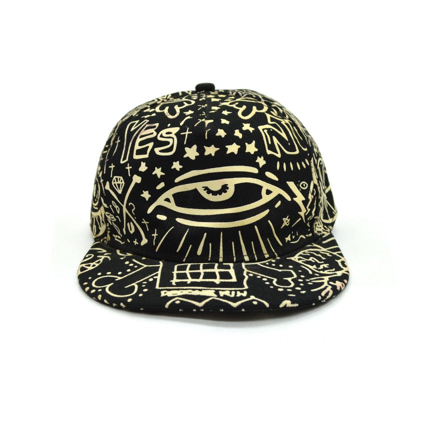 90's- YES NO EYE ART Glow-in-the-Dark Print Cap...
