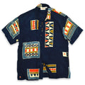 ~90's SERENDIPITY ART Indigo-dyed Rayon S/S Shirt ... M