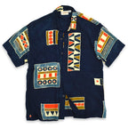 ~90's SERENDIPITY ART Indigo-dyed Rayon S/S Shirt ... M