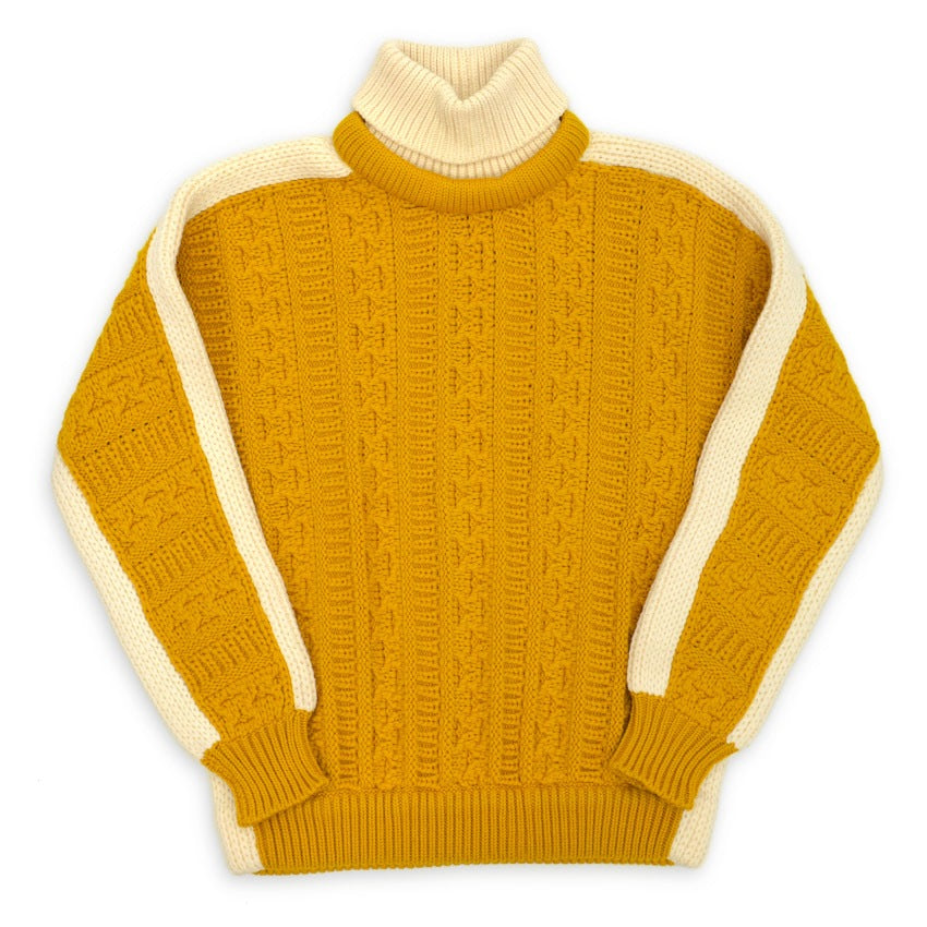~60's Mitchell-Hermann Two Tone Turtle Neck Wool Sweater... L