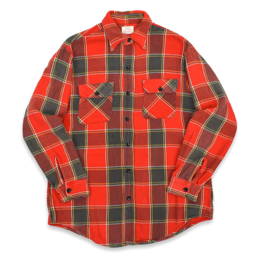 60's Sears Print Tag Flannel Shirt... M TALL