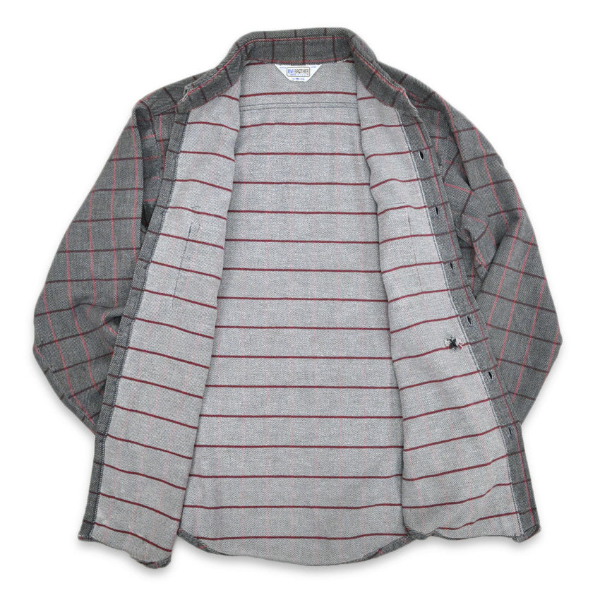 70's FIVE BROTHER CHECK FLANNEL SHIRT... M