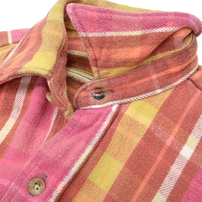 ~80's WINTER RUN PINK PLAID HEAVY FLANNEL SHIRT...