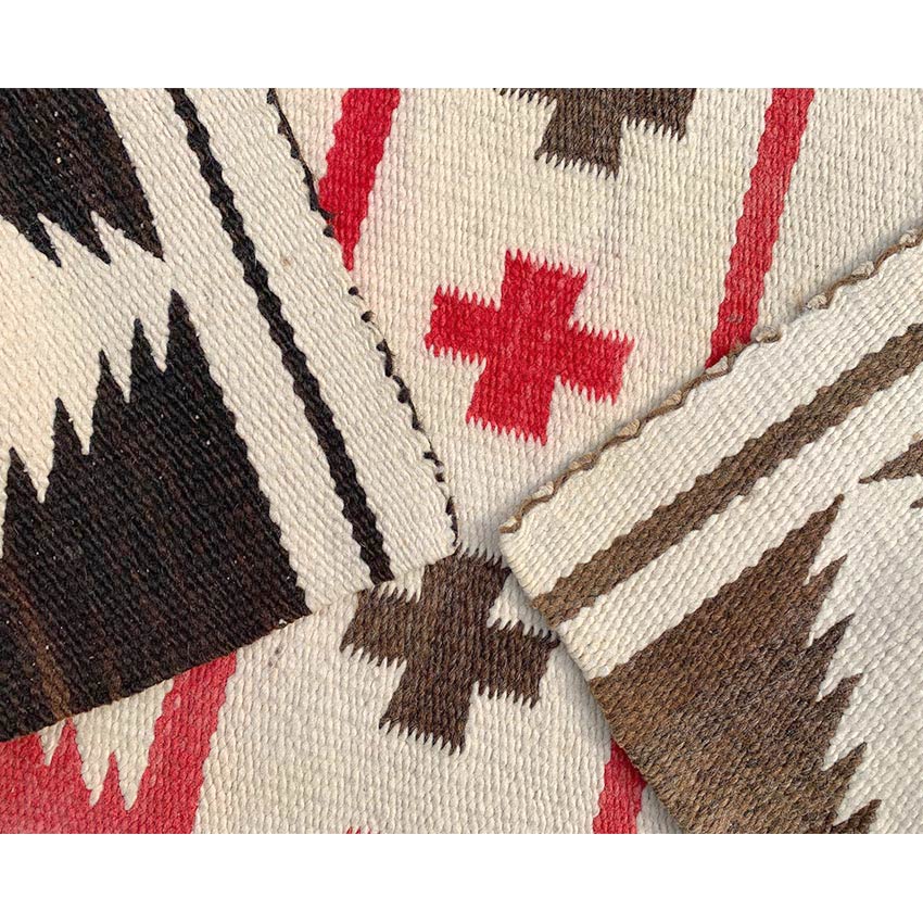 Circa 1940's Navajo Rug Cross Black and Brown Side...
