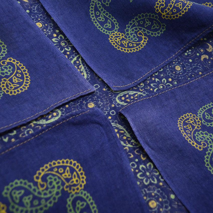 1940's~ OLD PAISLEY BANDANA NAVY both ears...