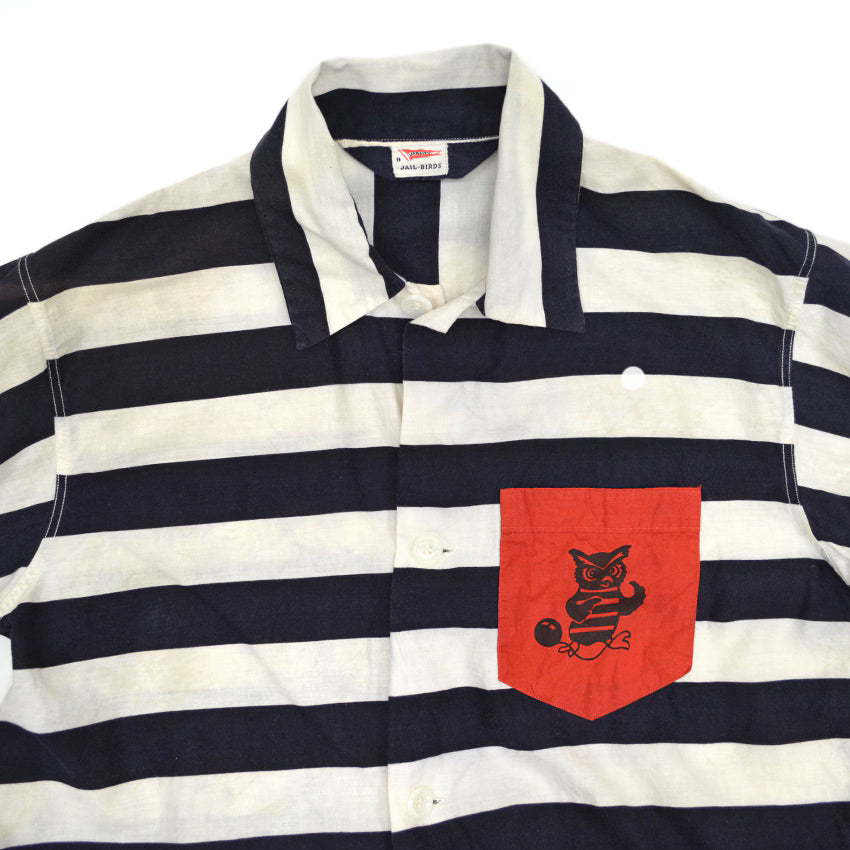 1950's VARSITY JAIL BIRDS STRIPES COSTUME SHIRT ... M