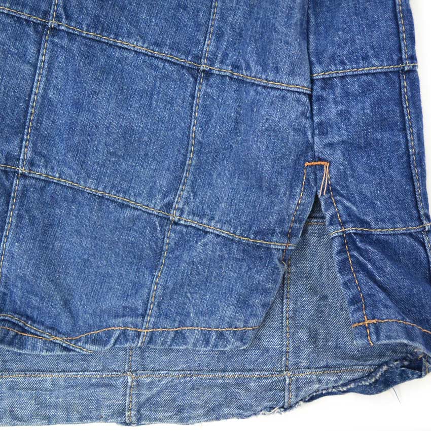 1970's ON TIME DENIM PATCHWORK PULL OVER SHIRT...L