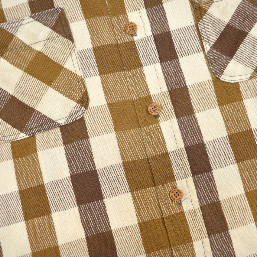 1980's BIGMAC BROWN & WHITE FLANNEL SHIRT...L