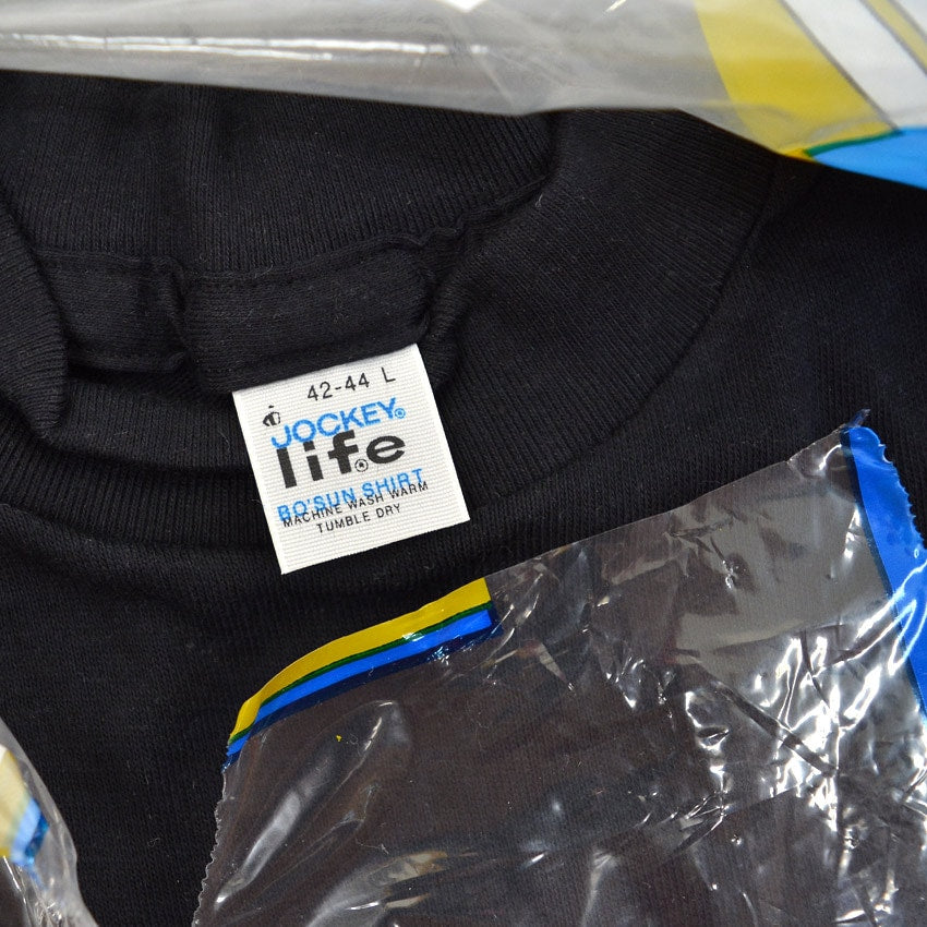 1970's DEADSTOCK JOCKEY LIFE PLAIN T-SHIRT BLACK ... L