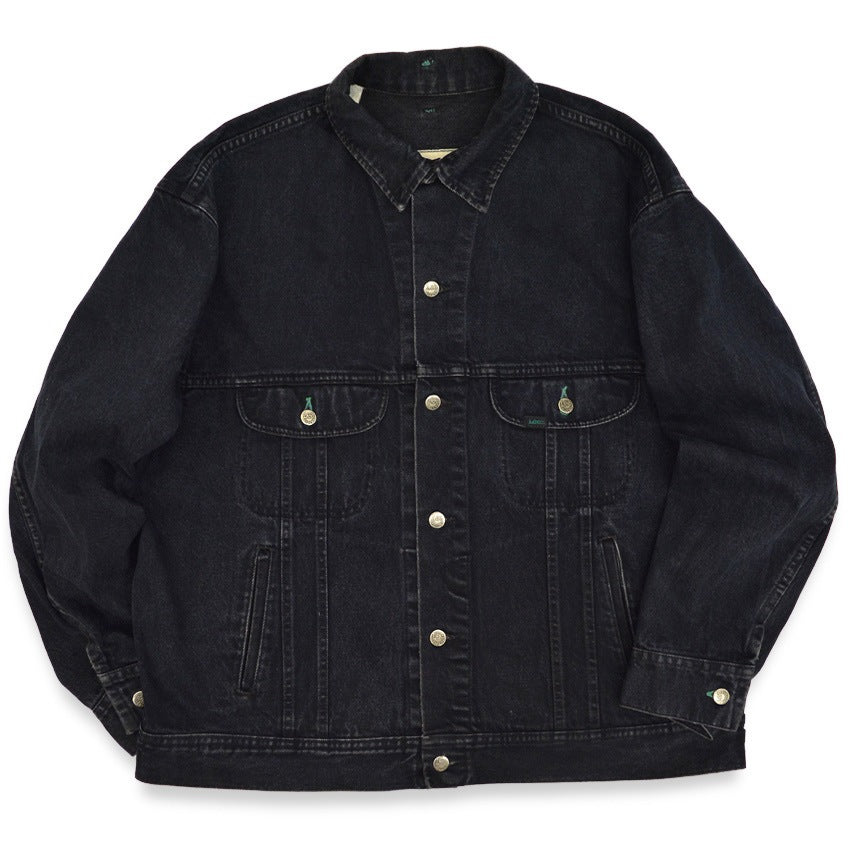 1980s Lee RIDER BLACK DENIM BIG SIZE with oversized patch... XL