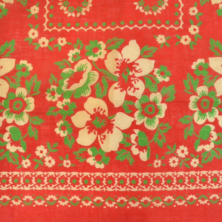 1920's~ DEADSTOCK FLORAL TURKEY RED BANDANA...