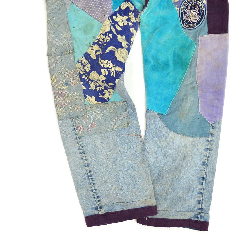 1960's Lee 101-Z HIPPIE ART PATCHWORK DENIM PANTS... W32 L30