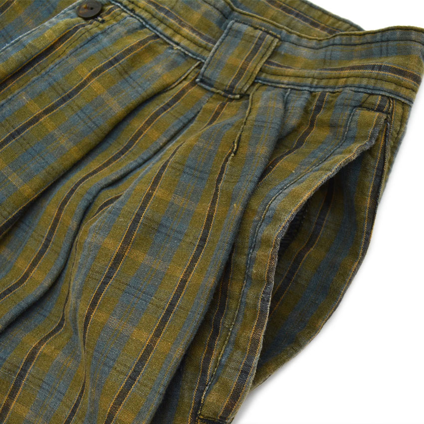 1980s- GENERRA COLLECTION Linen x Cotton Plaid Slacks... W32 x L31