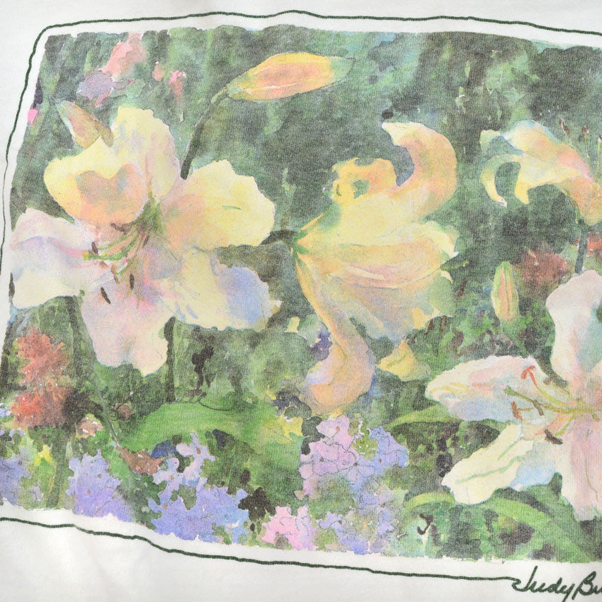 1990's Judy Buswell FLOWER ART PRINT L/S T-SHIRT ... Fits like XL