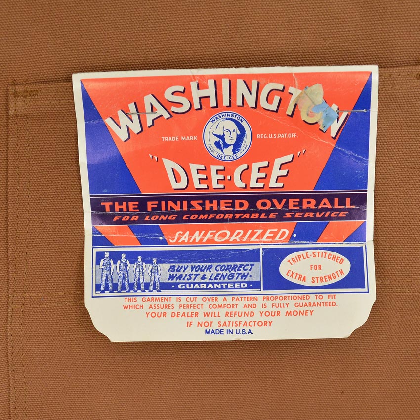 1960's~ DEADSTOCK WASHINGTON DEE CEE BROWN DUCK OVERALL...W42 L32
