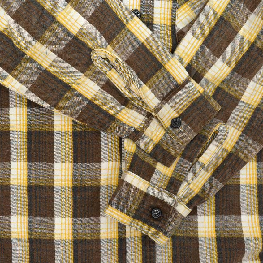 1970's~ YELLOW PLAID FLANNEL SHIRT... Fits like S