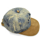 1980's PLAYBOY CHEMICAL WASH DENIM & LEATHER CAP ... FITS ALL