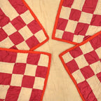 OLD PATCHWORK DOUBLE SAWTOOTH STAR QUILT...88cm×130cm