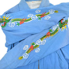1960's VIETNAM ERA JAPAN SOUVENIR JACKET LIGHT BLUE Dragon Hawk Tiger ... M