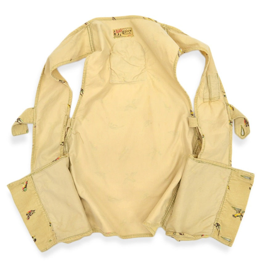 ~1950's UTICA Duxbak ROD AND GUN CLUB PRINT CORDUROY VEST... Fits like S