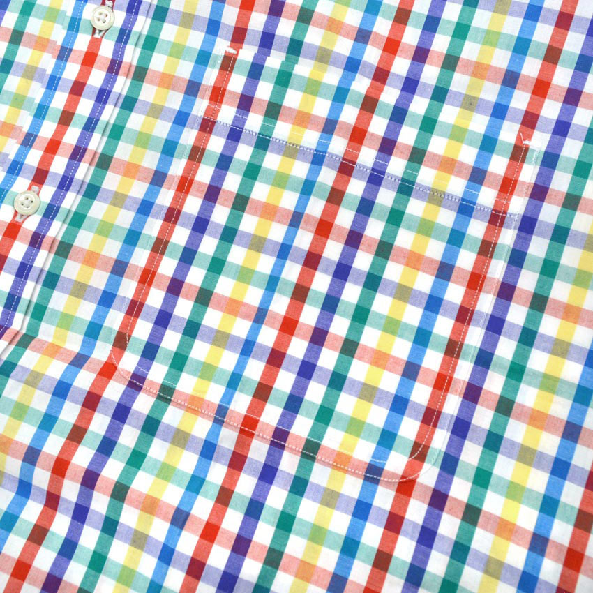 1990's DEADSTOCK LAND'S END MULTI GINGHAM B/D SHIRT ... M