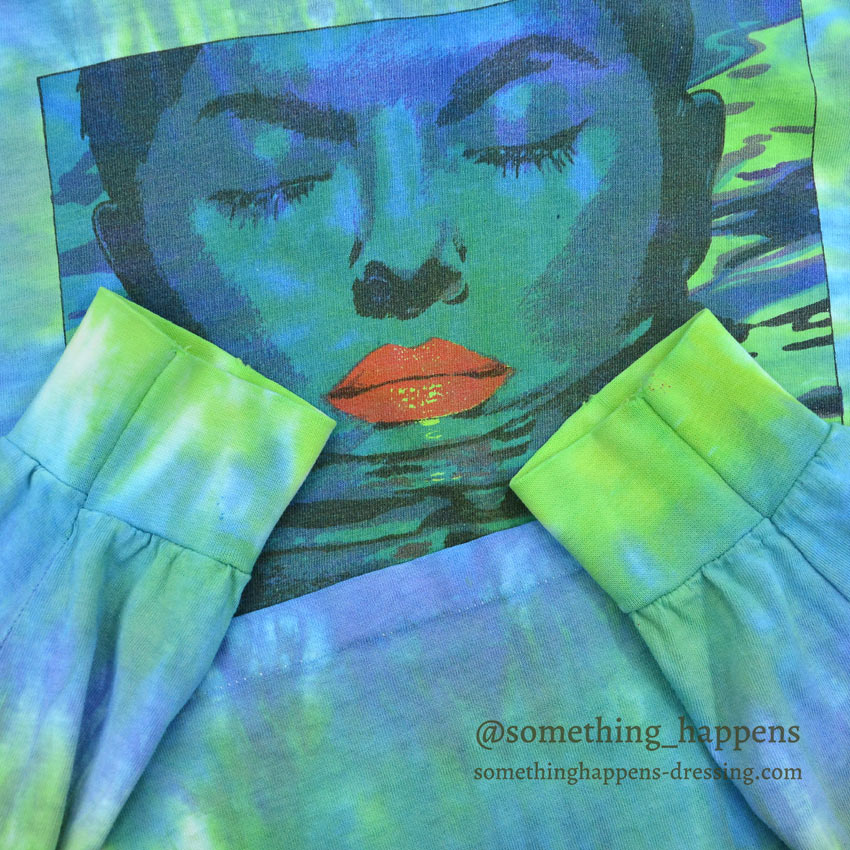 ~1990's WOMAN FACE IN WATER ART TIE DYE L/S T-SHIRT ... Fits like XL