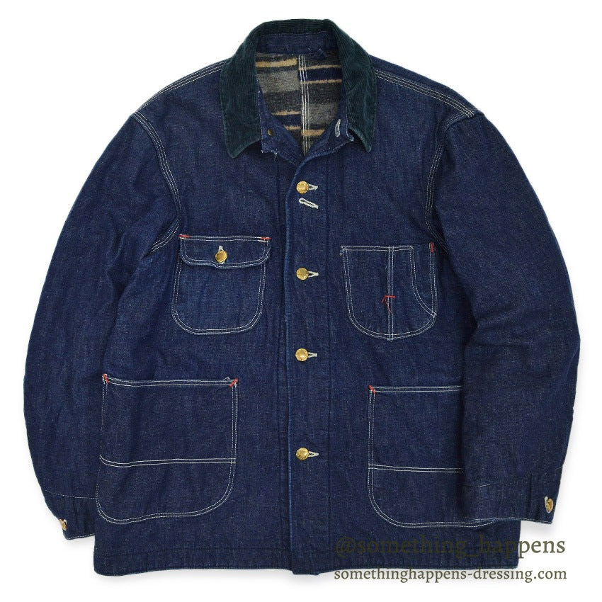 1950's UNKNOWN DENIM COVERALL BLANKET DARK... Fits like 36