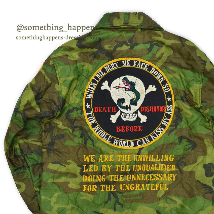 ~1970's OKINAWA SKULL VIETNAM WAR EMBROIDERY TOUR JACKET...