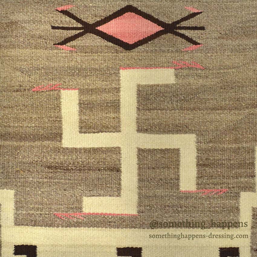 c.1920's J.B.MOORE SWASTIKA CRYSTAL STORM PATTERN NAVAJO RUG... 171cm×91cm