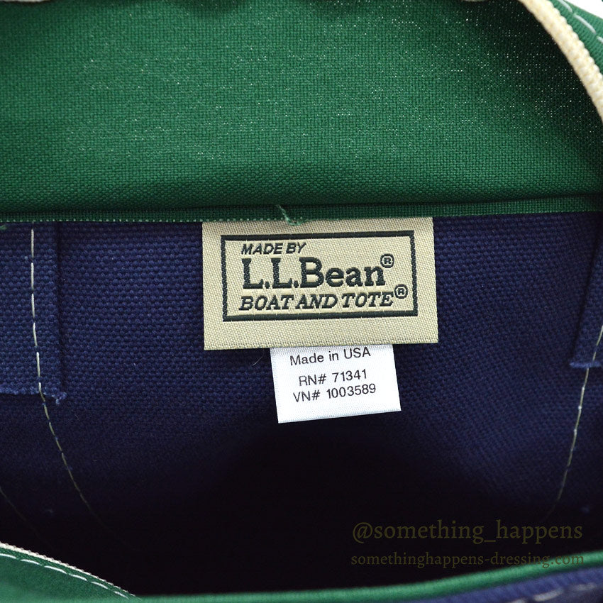 DEADSTOCK LLBEAN BOAT AND TOTE ZIP-TOP NAVY & GREEN... SMALL