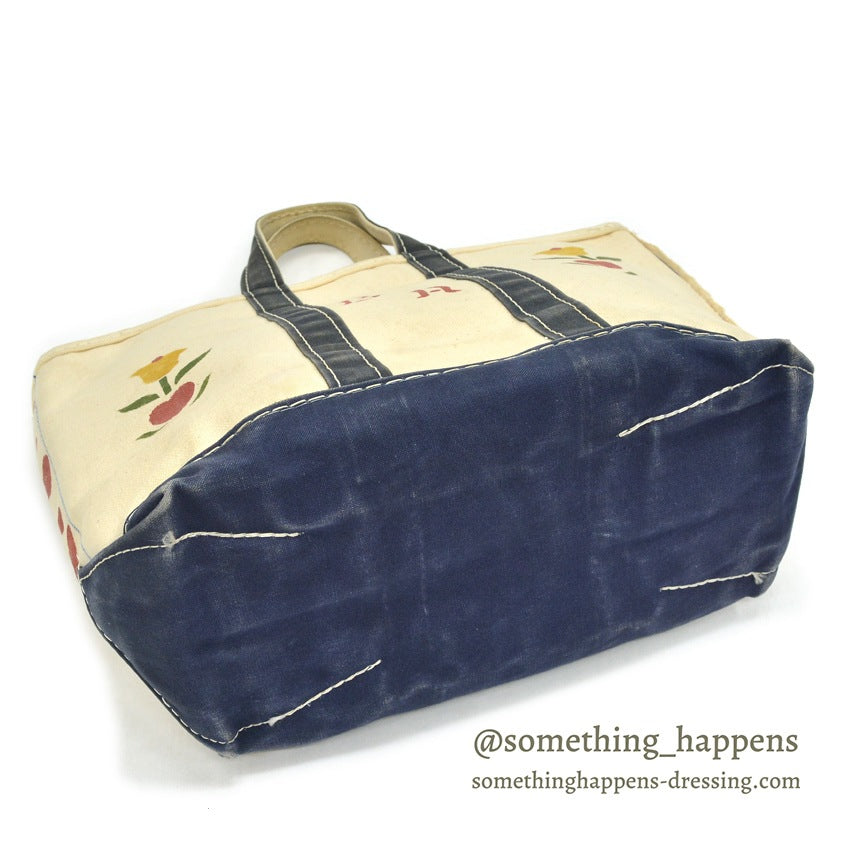 1980's L.L.BEAN ART PAINT BOAT AND TOTE NAVY ... MEDIUM