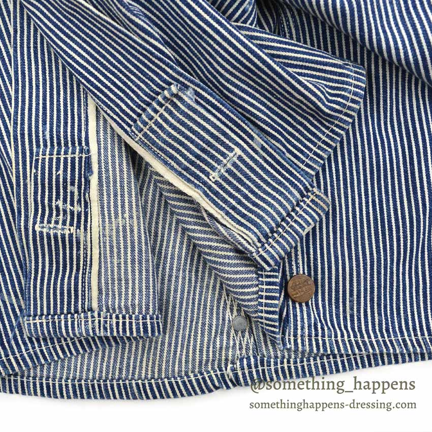 1930's〜 UNUSUAL HICKORY STRIPE SERVICE COAT 機関車ボタン ... Fits like 38