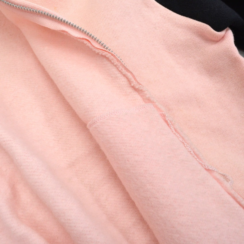 1950's DEADSTOCK HEALTHKNIT BLACK/PINK ZIP UP SWEAT SHIRT ... M