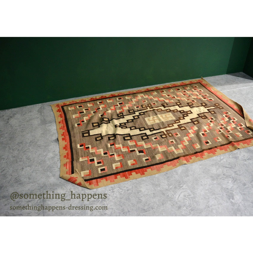 c.1920's NAVAJO RUG WHIRLING LOGS SWASTIKA... 212cm/145cm