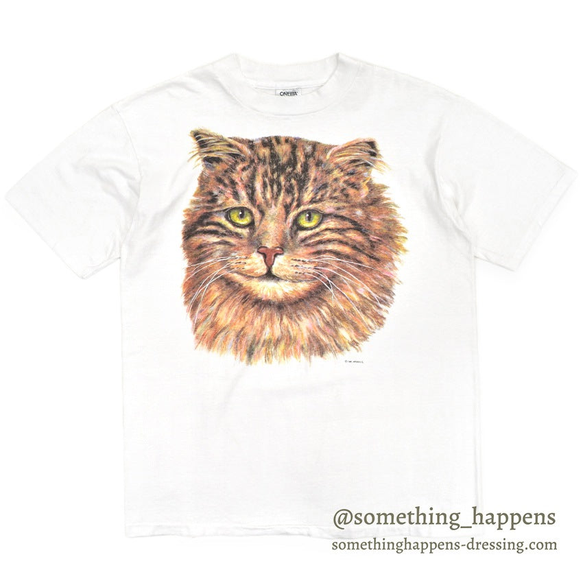 1990's ONEITA CAT PRINT T-SHIRT ... XL