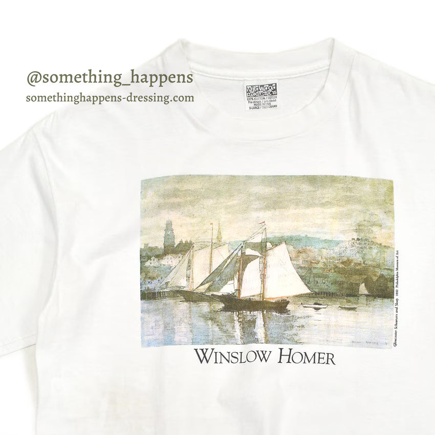 1990's WILDWOOD PRODUCTIONS ウィンスロー ホーマー ART PRINT T-SHIRT ... XL