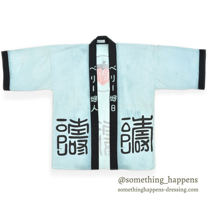 1960s BERRY WORLD TRAVEL, INC. PRIVATE JET GIFT Hanten (traditional Japanese jacket) ... BLUE
